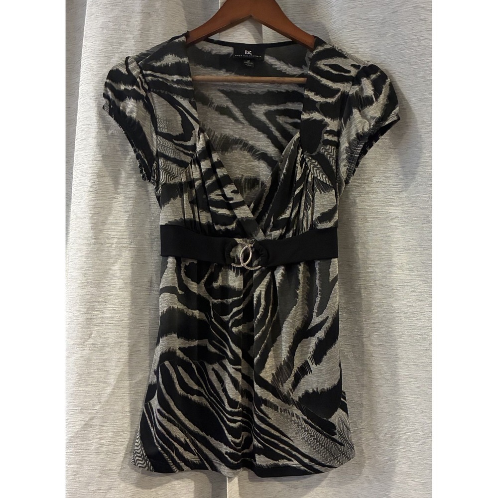 Vintage IZ Byer Baby Doll Animal Print Top Zebra Size Medium Club Festival Y2K